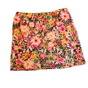 H&M Floral Mini Skirt Womens Size 8 Bright Flower Print Lined